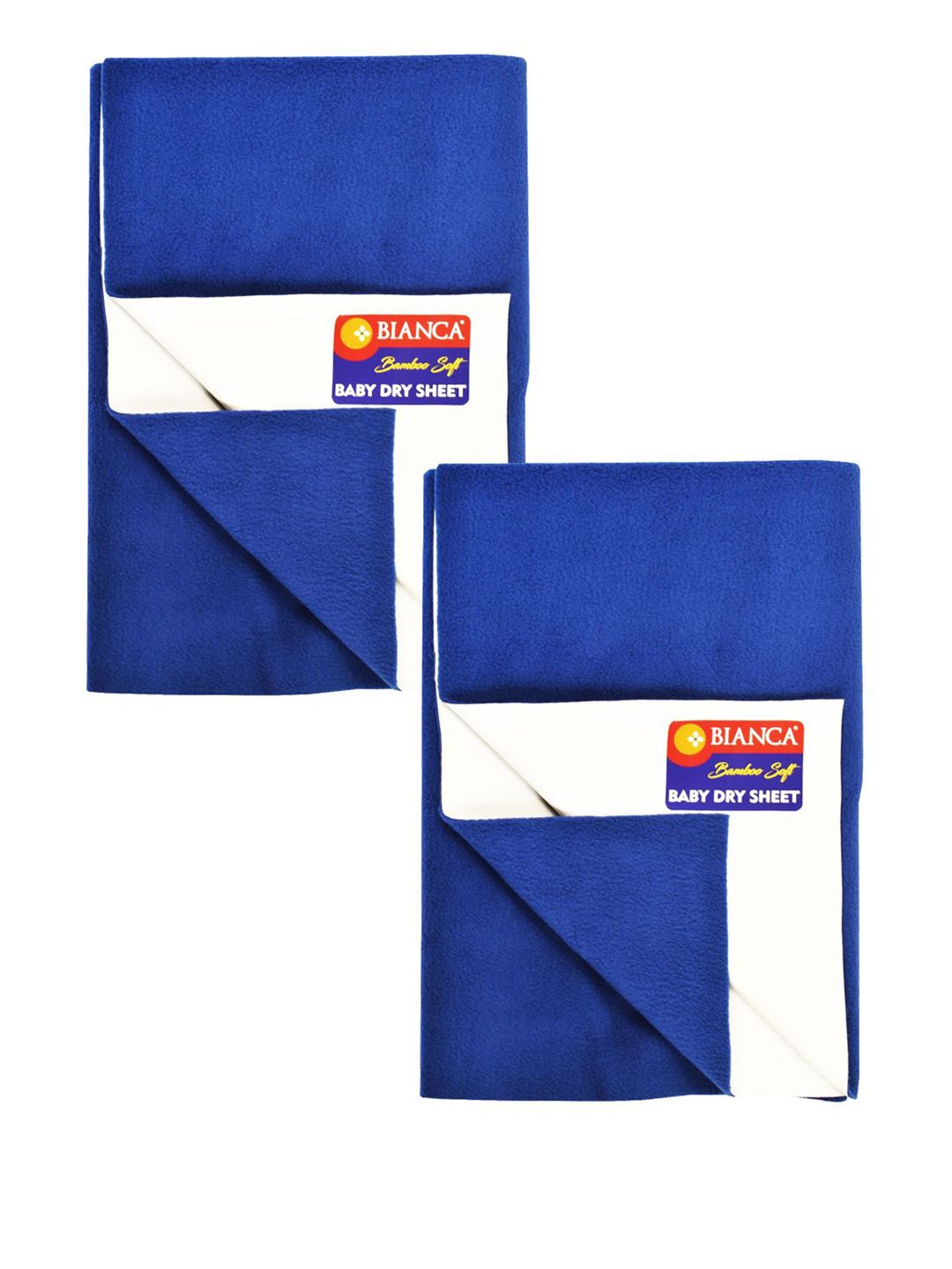 BIANCA Blue 2 Pcs Waterproof & Breathable Bamboo-Feel Baby Dry Sheet & Mattress Protector