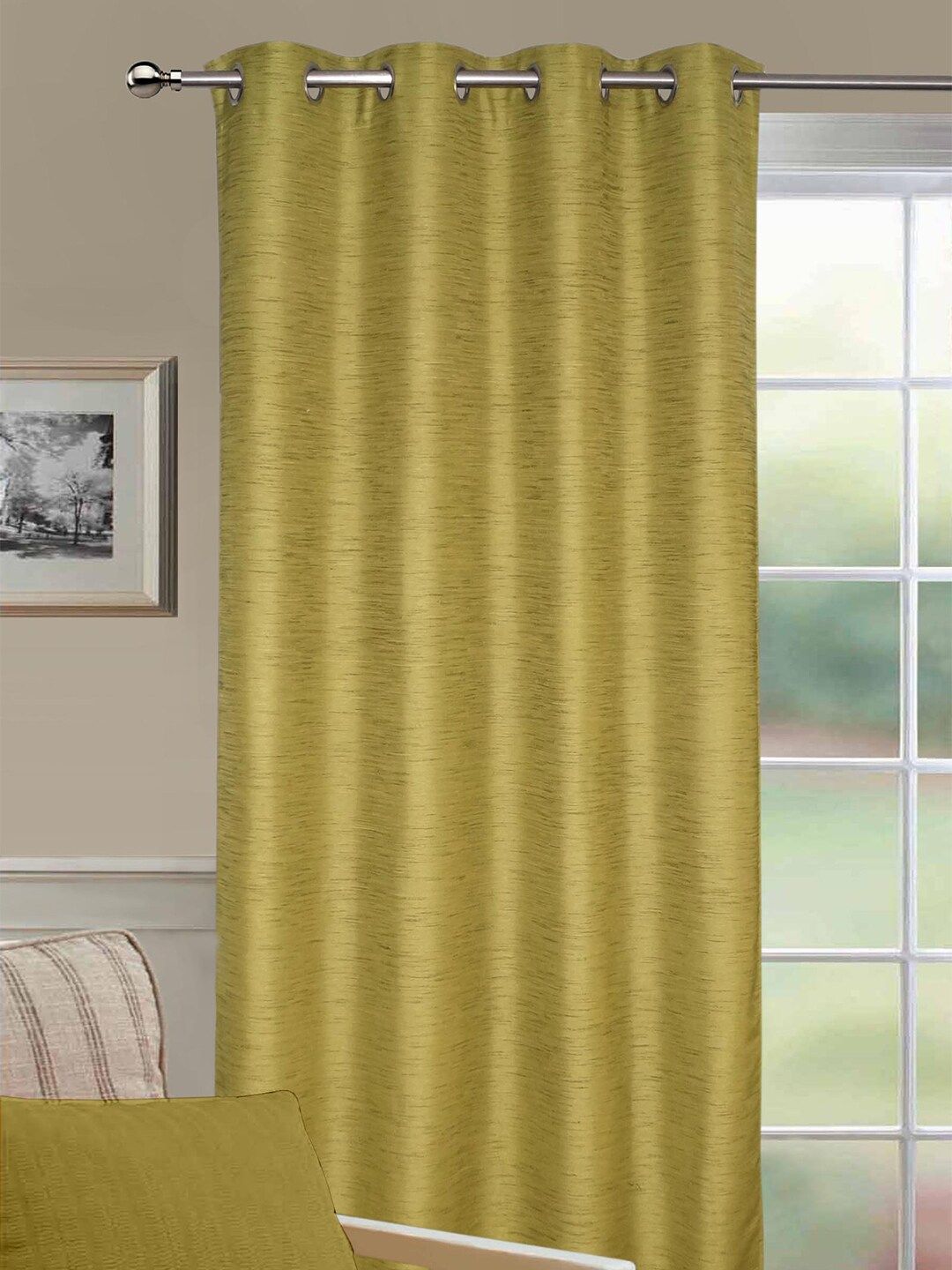 Lushomes Green Solid Regular Long Door Curtains Price in India