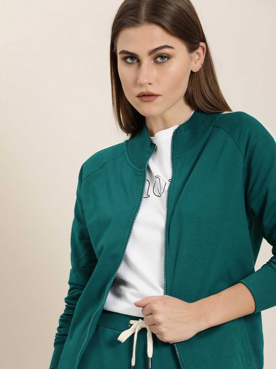 Difference of Opinion Women Green Pure Cotton Sweatshirt Price in India