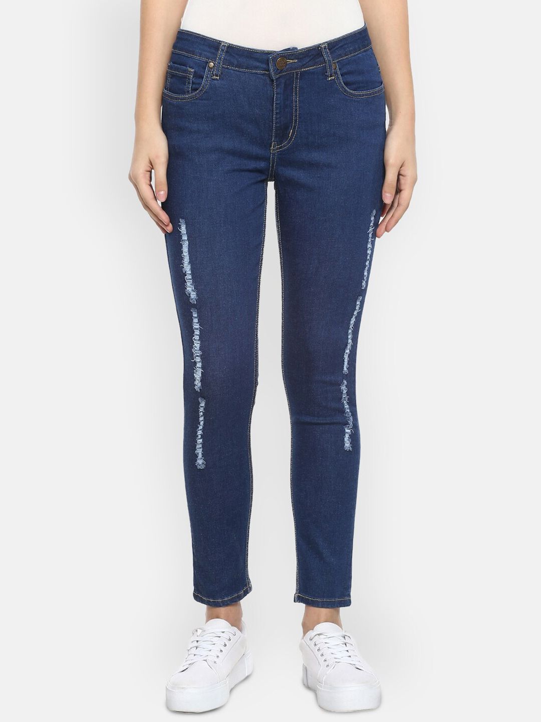 LAMOURE BY RED CHIEF Women Blue Mildly Distressed Jeans Price in India