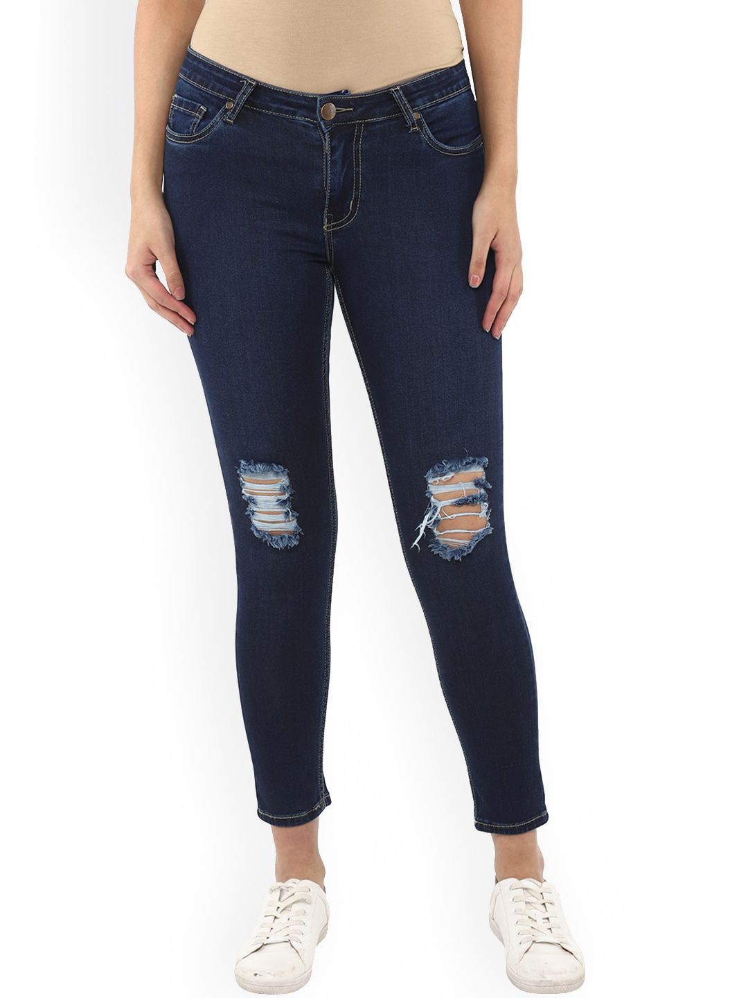 LAMOURE BY RED CHIEF Women Blue Mildly Distressed Jeans Price in India