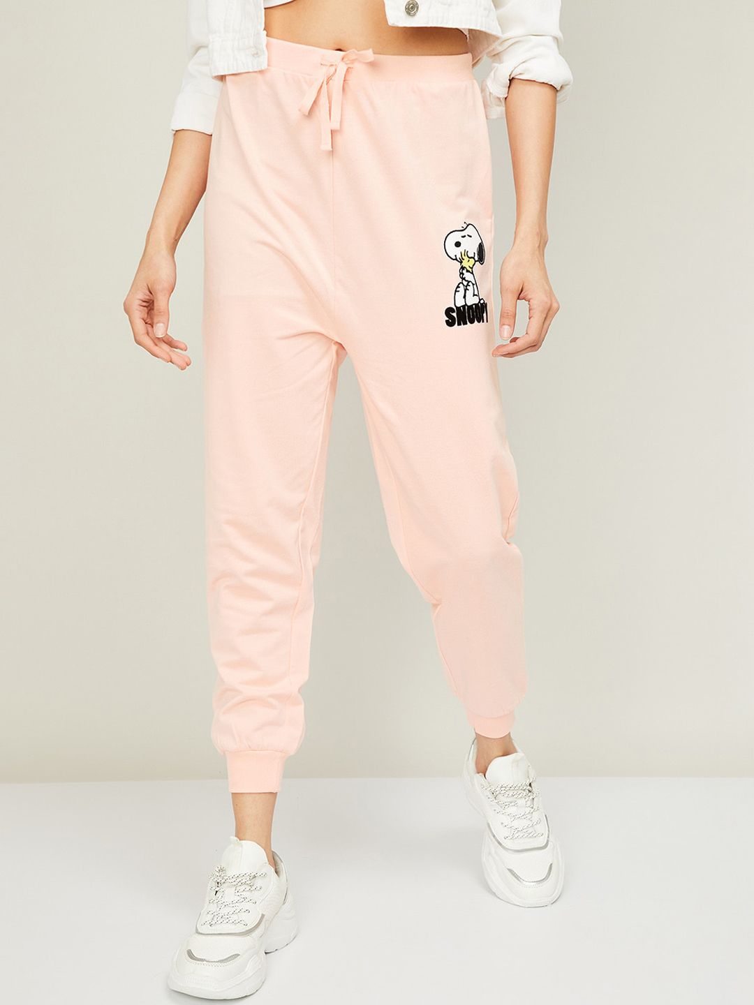 Ginger by Lifestyle Women Peach-Coloured Joggers Trousers Price in India