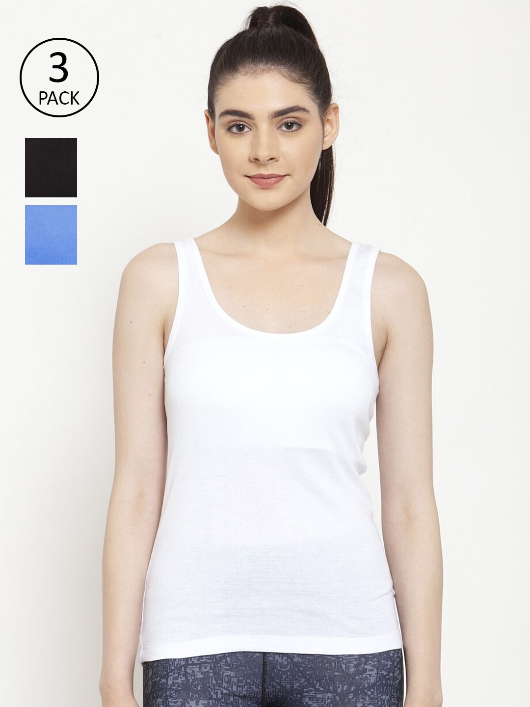 Friskers Pack Of 3 Multicoloured Tank Tops Price in India
