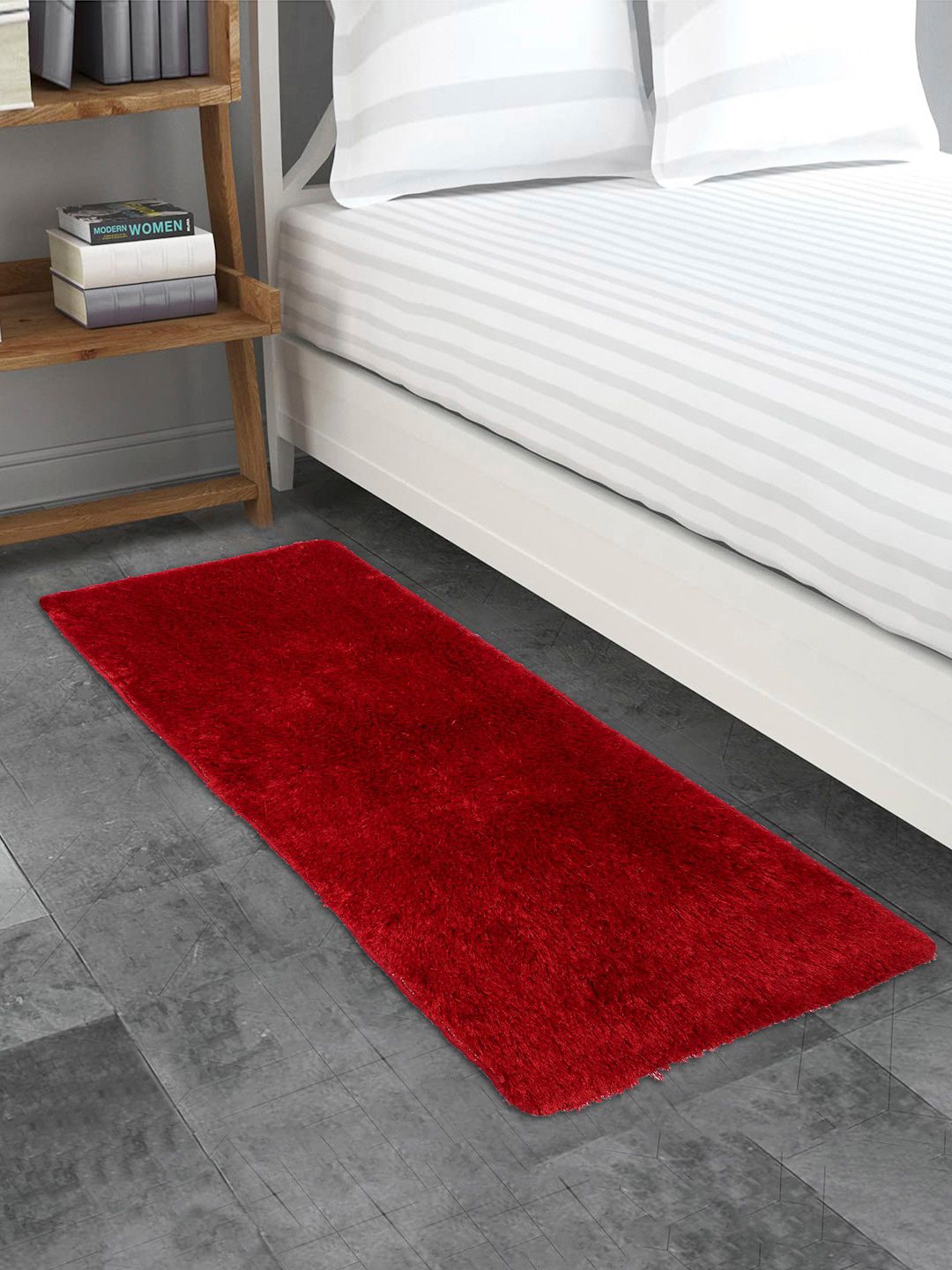 Arrabi Red Solid Bed Runner Price in India