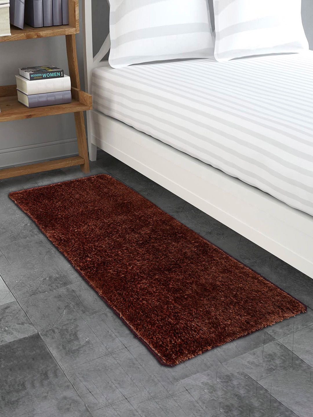 Arrabi Coffee Brown Solid Bed Runner Price in India