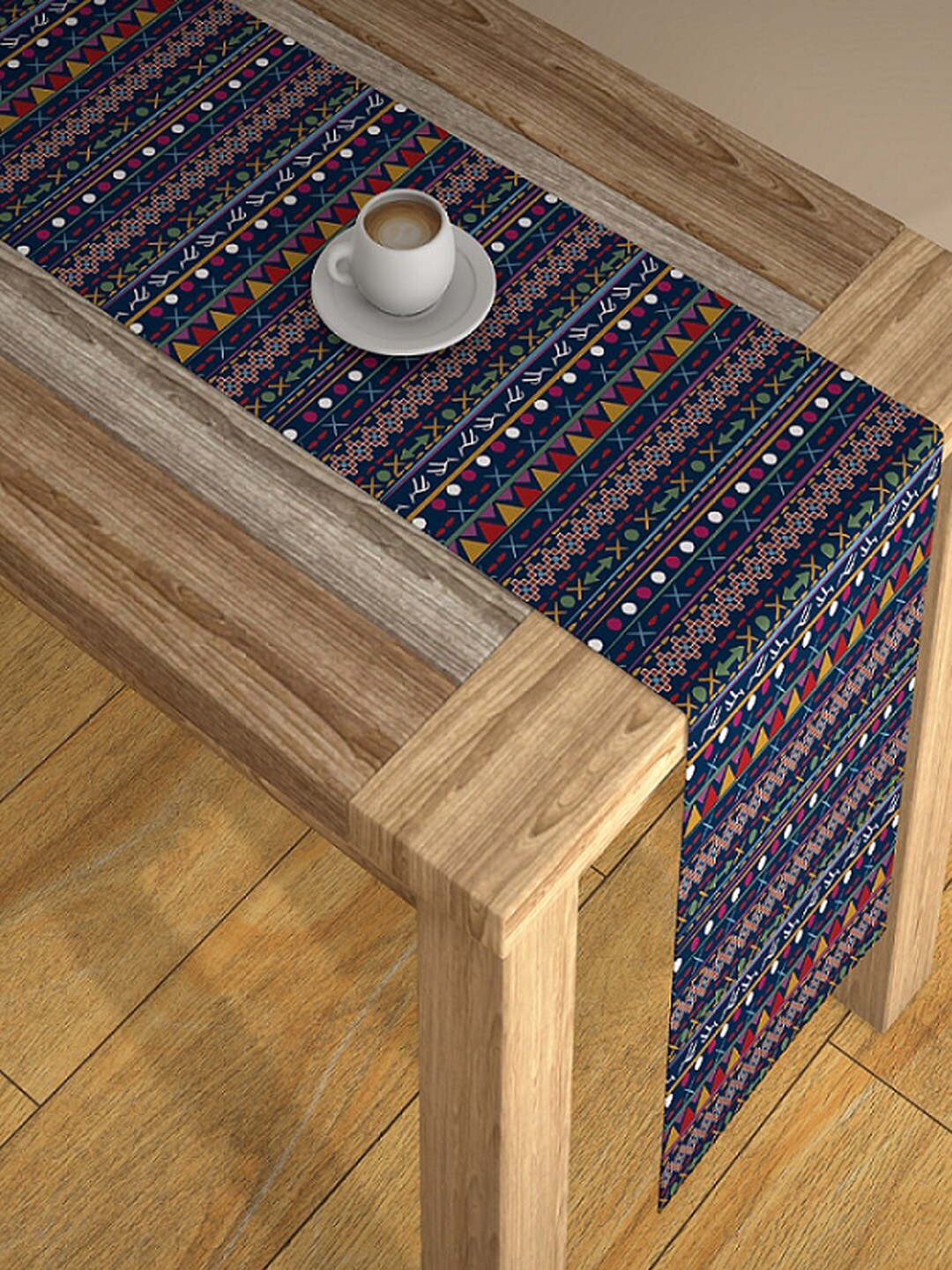 AEROHAVEN Navy Blue & Red Digital Printed Table Runner Price in India