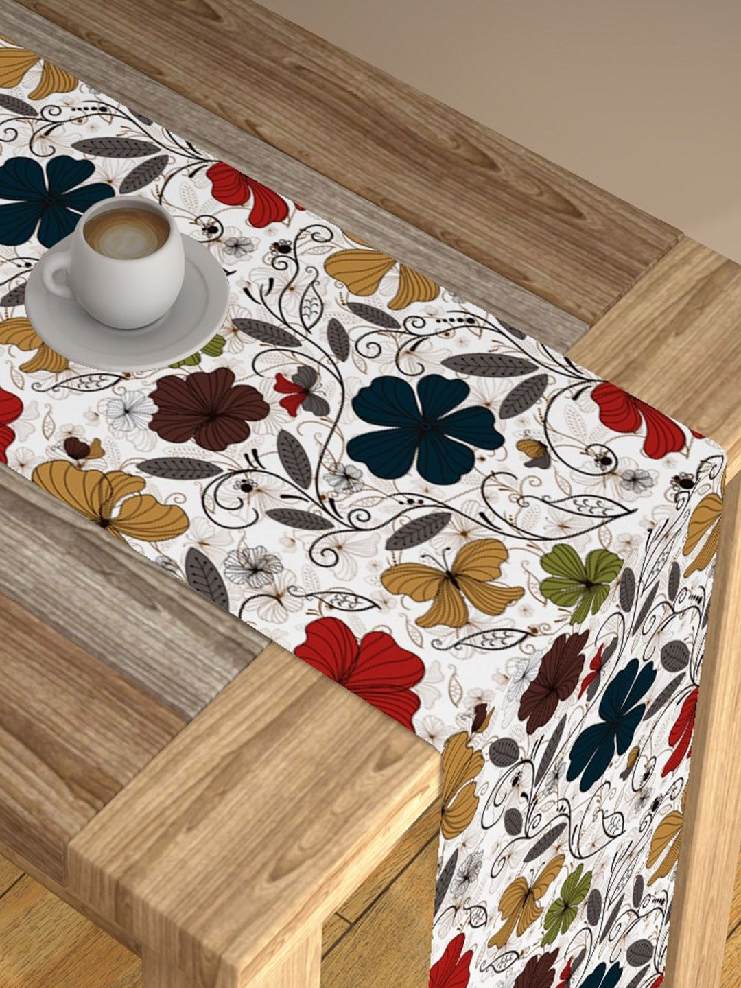 AEROHAVEN White & Red Digital Printed Table Runner Price in India