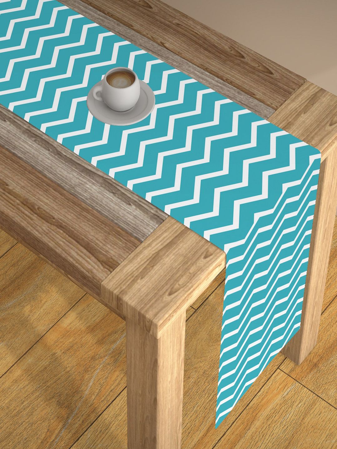 AEROHAVEN Blue & White Abstract Printed Table Runner Price in India
