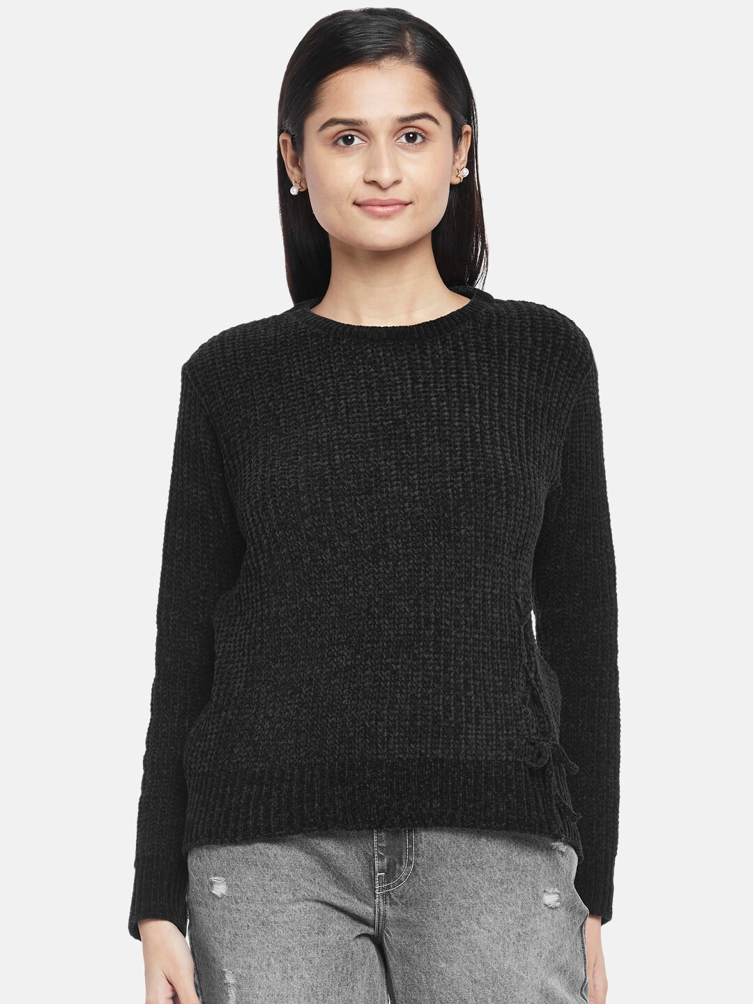 People Women Black Wool Pullover Price in India