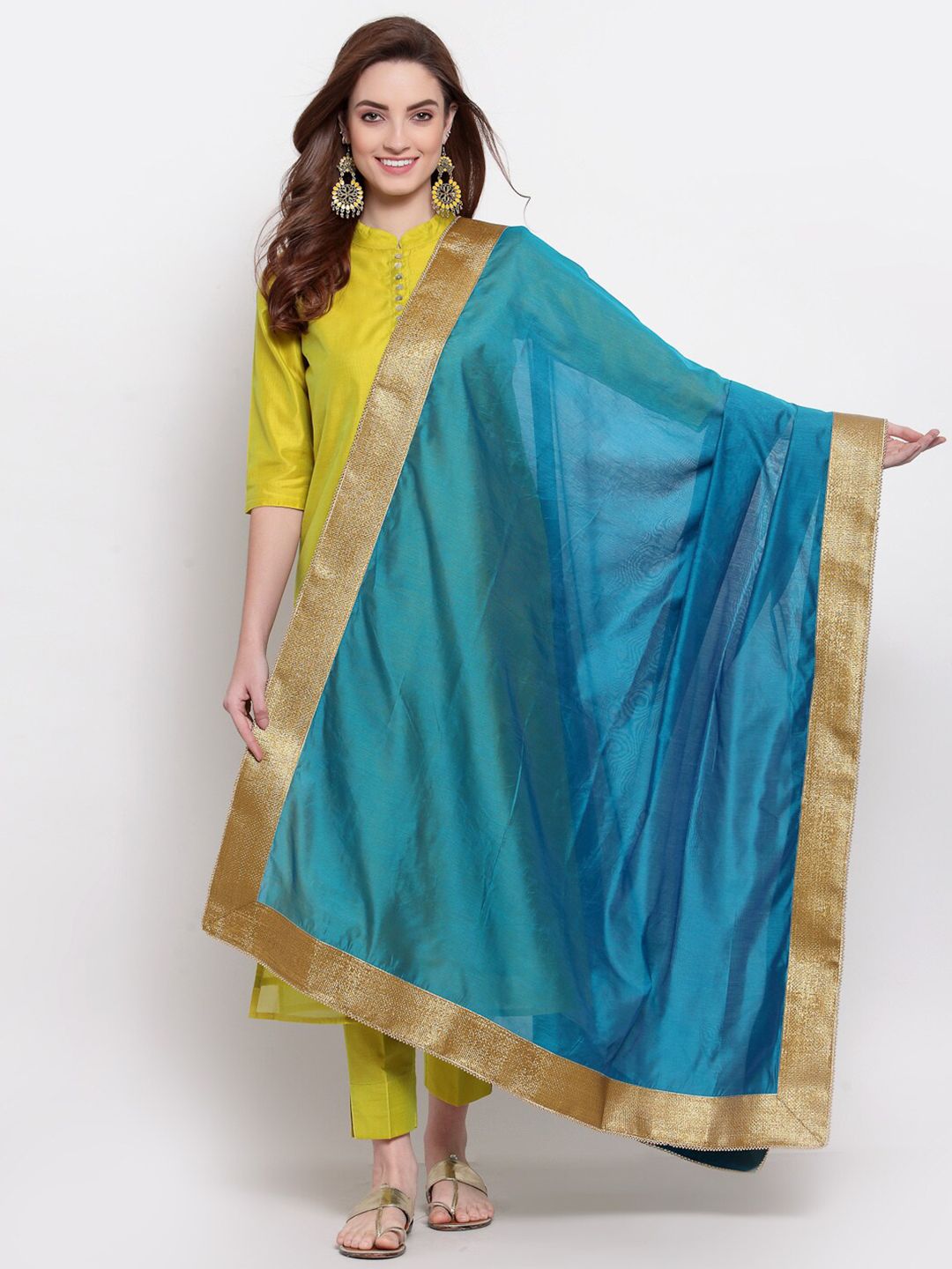 Desi Weavess Blue Art Silk Dupatta Price in India