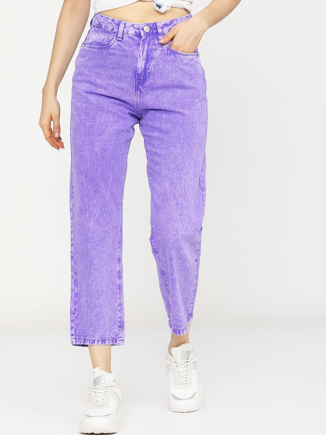 Tokyo Talkies Women Violet Wide Leg Stretchable Jeans Price in India