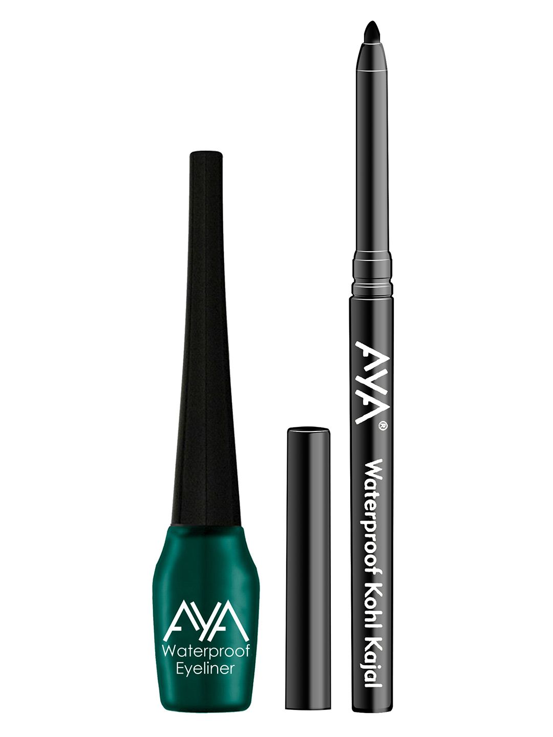 AYA Green & Black 2 Pcs Waterproof Liquid Eye Liner & Waterproof Kohl Kajal Price in India