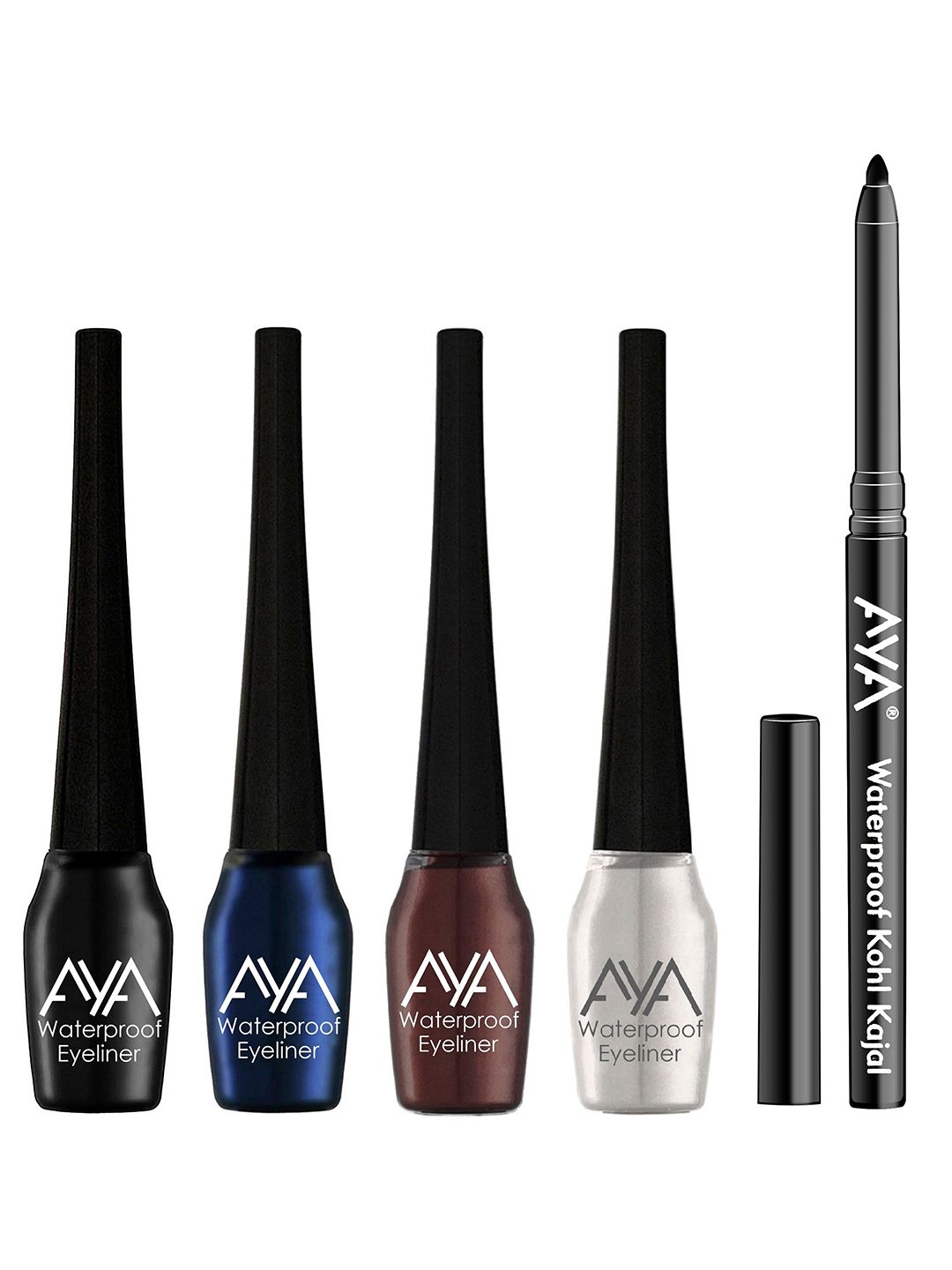 AYA Set-4 Waterproof Liquid Eyeliner With Jet Waterproof Kohl Kajal Price in India