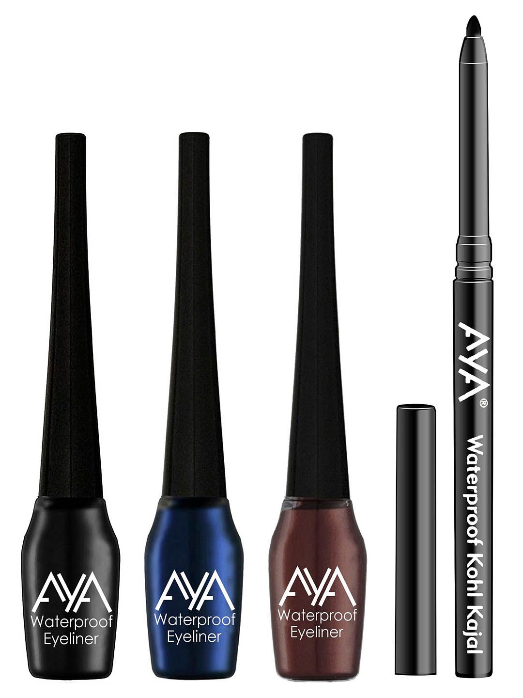 AYA Set of 4 Waterproof Liquid Eyeliner &  Kohl Kajal Combo Price in India