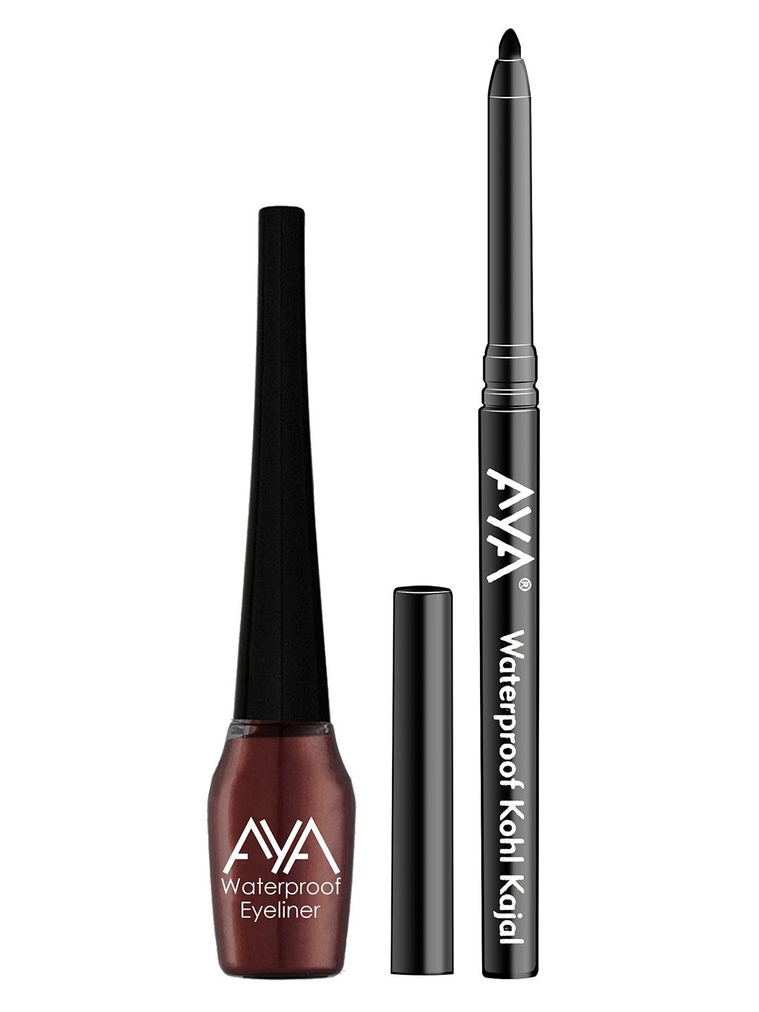 AYA Set of 2 Waterproof Liquid Eyeliner & Jet black Waterproof Kohl Kajal Price in India