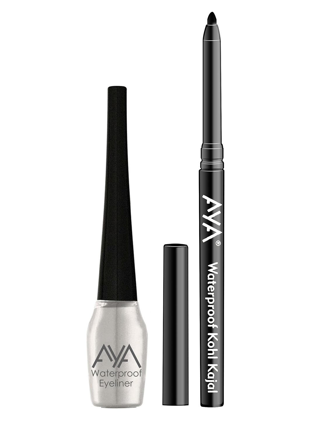 AYA Waterproof Liquid Eyeliner & Waterproof Kohl Kajal-Silver&Jet Black Price in India