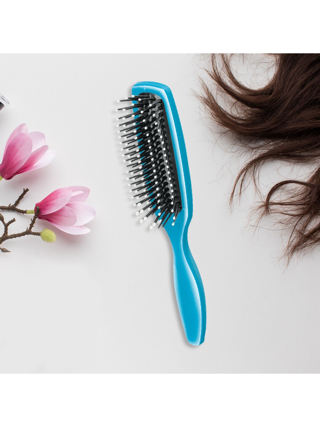 Trisa Turquoise Blue & Black Hair Brush with Super Soft Bristles for Styling - 657735 Price in India