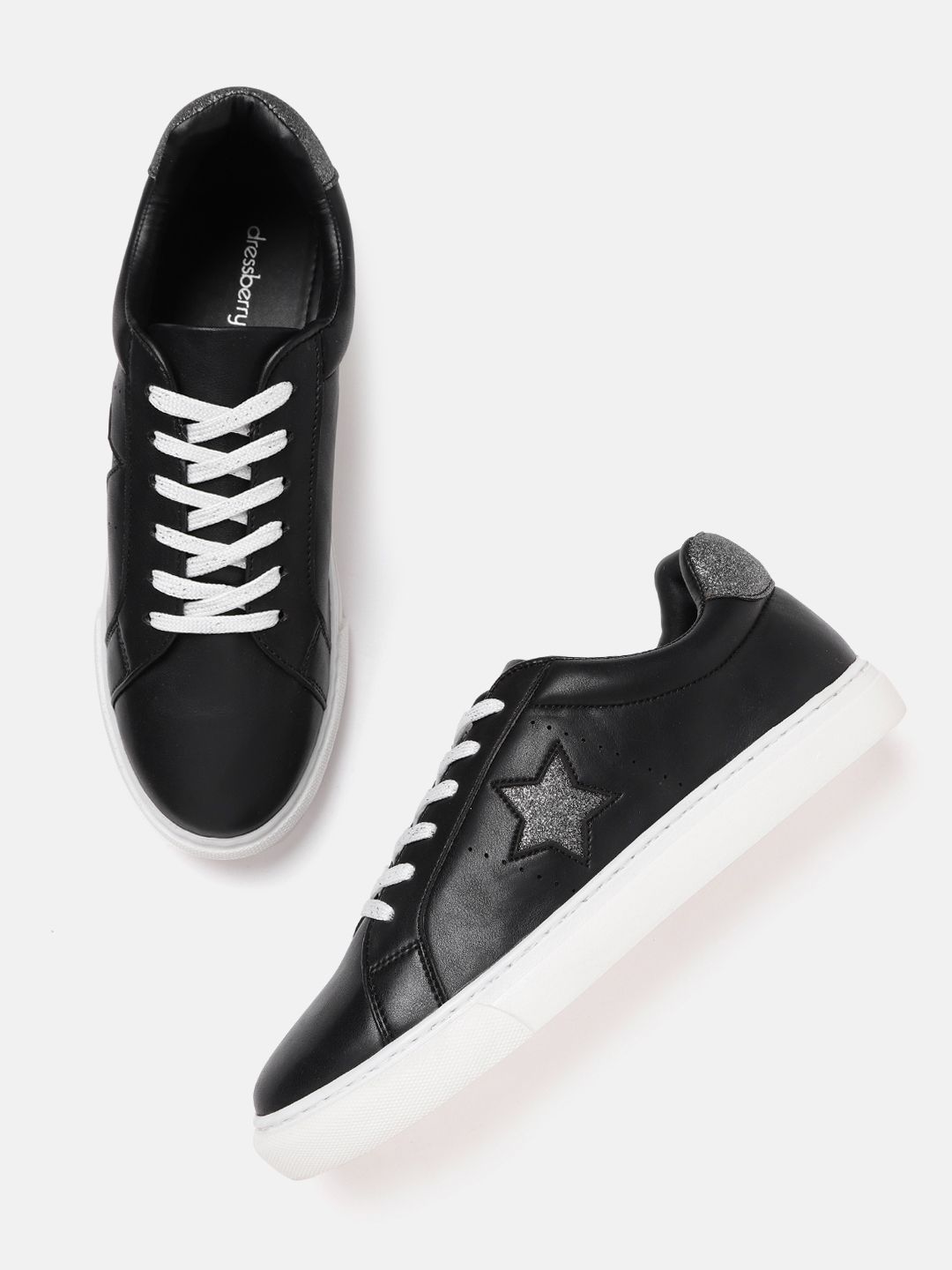 DressBerry Women Black Solid Sneakers Price in India