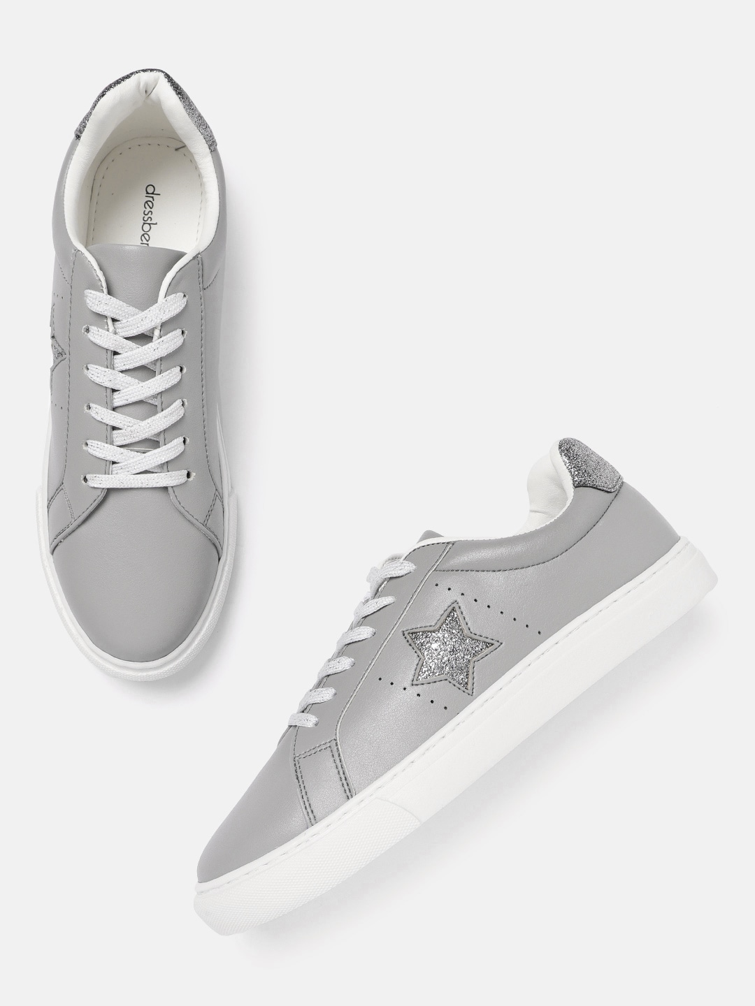DressBerry Women Grey Solid Sneakers Price in India