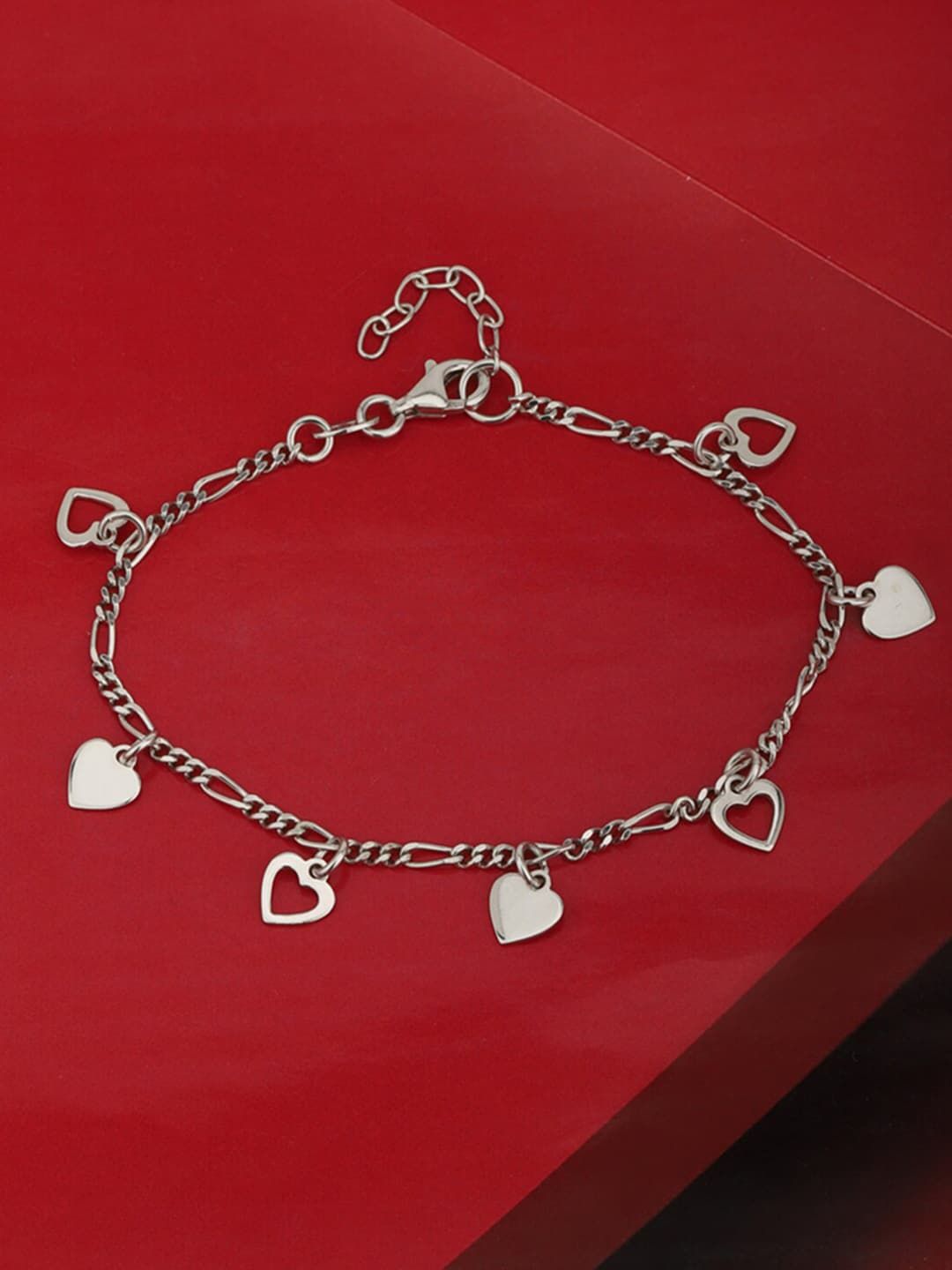 VANBELLE Women 925 Sterling Silver Rhodium-Plated Charm Bracelet Price in India