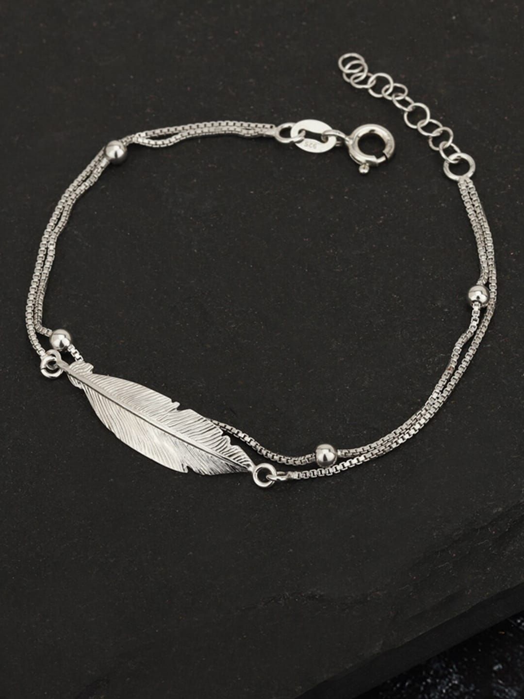 VANBELLE Women 925 Sterling Silver Rhodium-Plated Link Bracelet Price in India