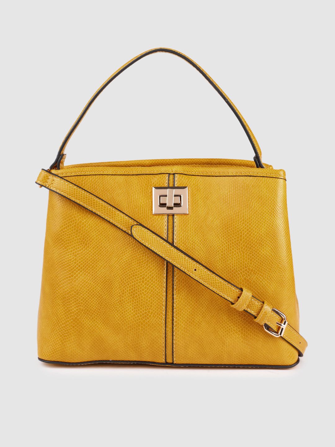 Accessorize Mustard Yellow Animal Textured Rosie Handheld Bag Price in India