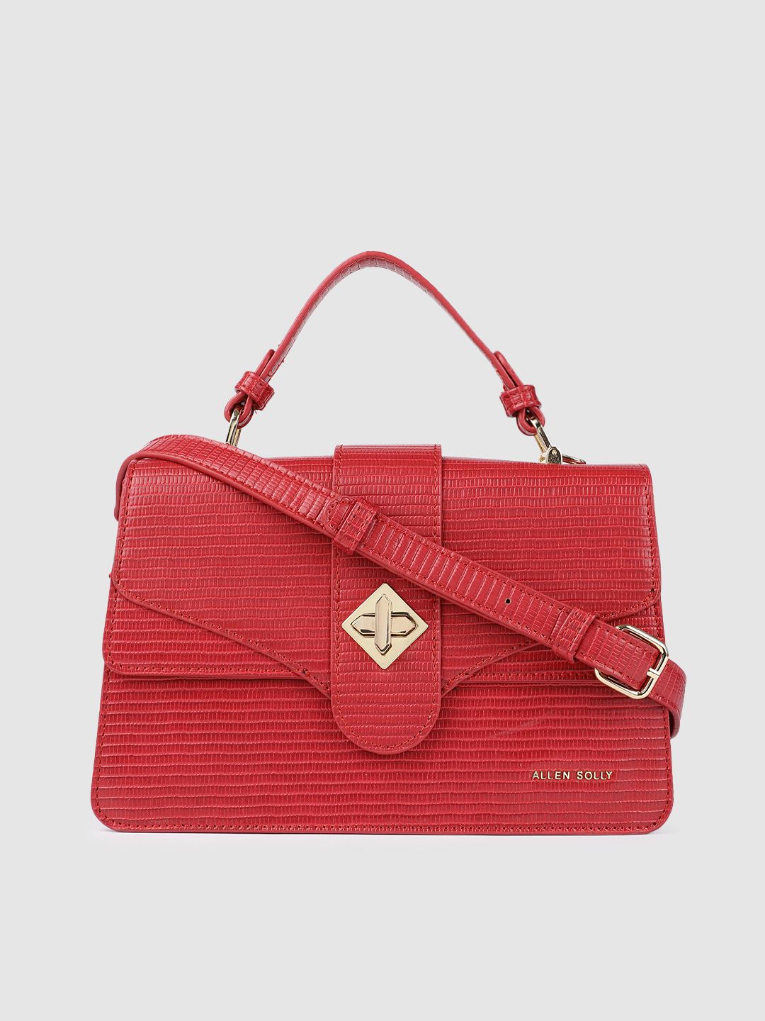 Allen Solly Red Animal Textured PU Regular Structured Handheld Bag Price in India