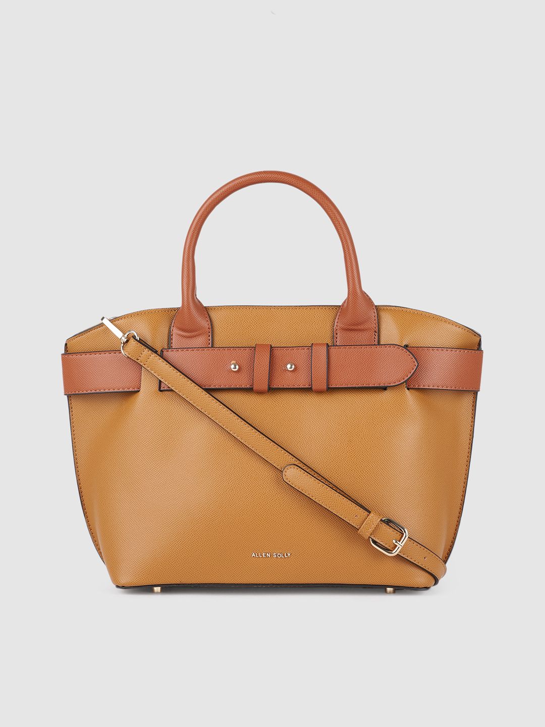 Allen Solly Tan Brown PU Structured Handheld Bag Price in India