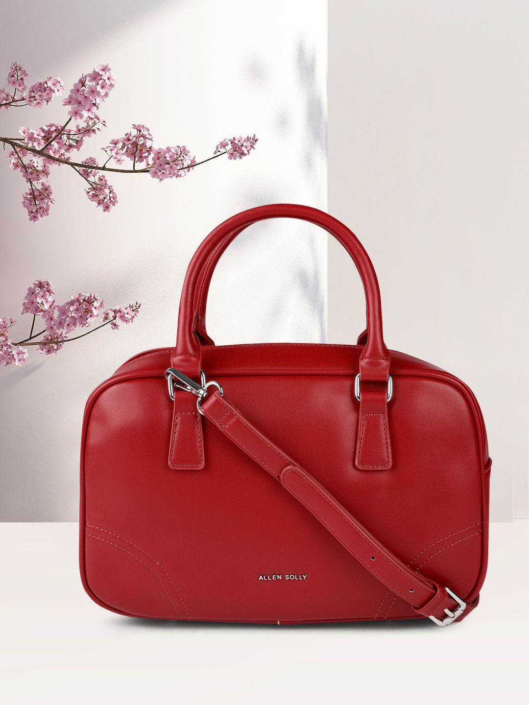 Allen Solly Red PU Structured Handheld Bag Price in India