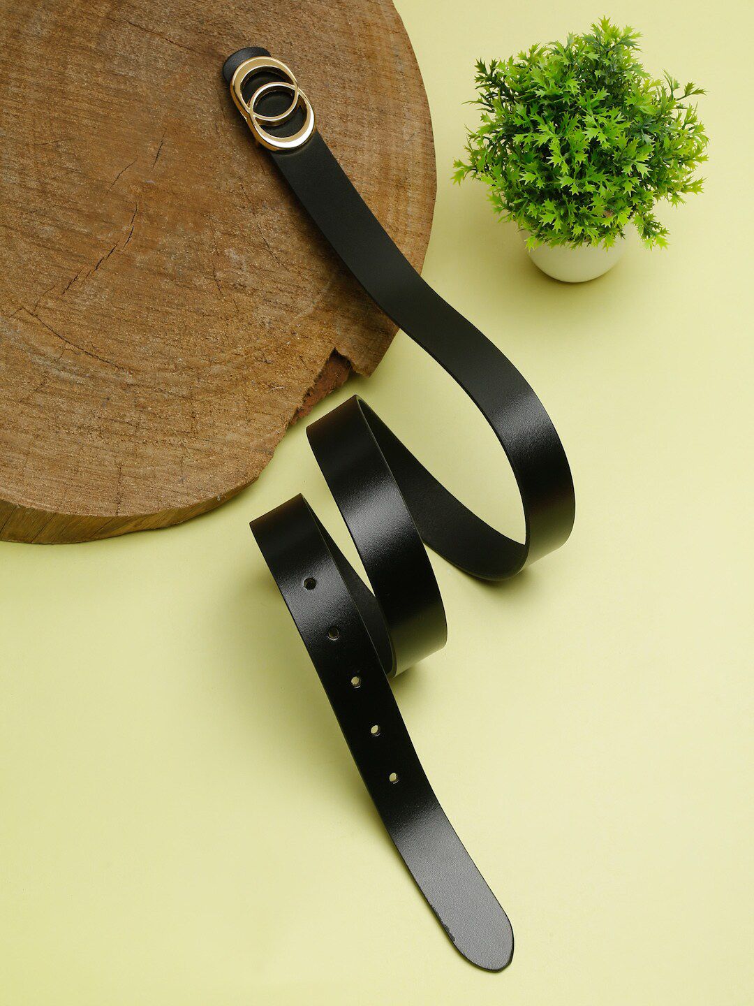 Teakwood Leathers Women Black Solid Leather Belt Price in India