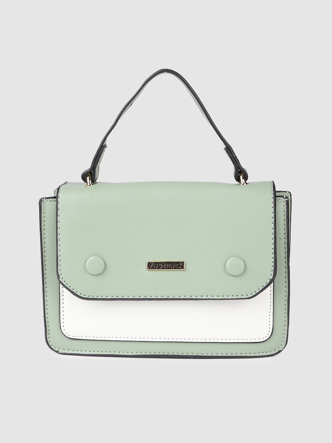 Fastrack Green & White Colourblocked Structured Satchel Price in India