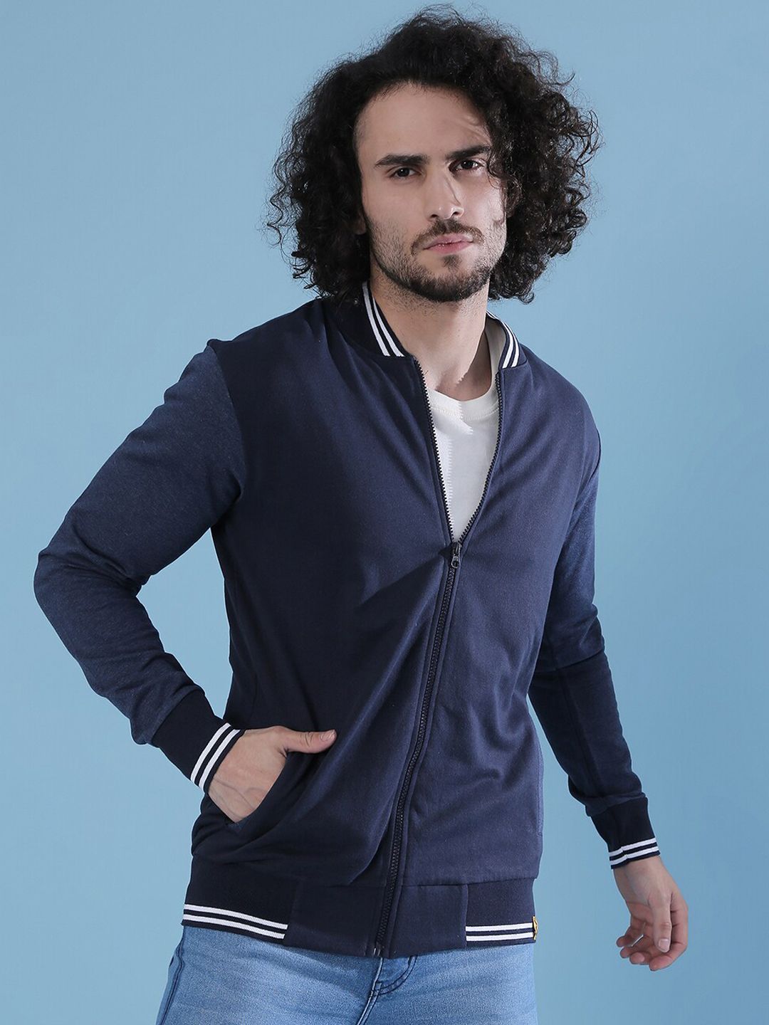 CAHOOT Men Navy Blue Lightweight Bomber Jacket
