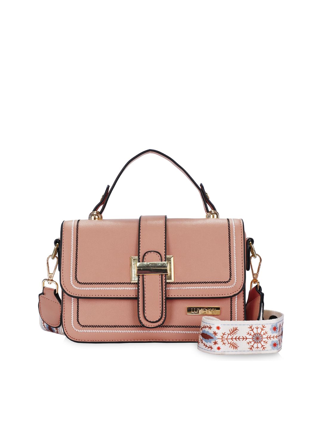 Luvoksi Pink PU Structured Satchel Price in India