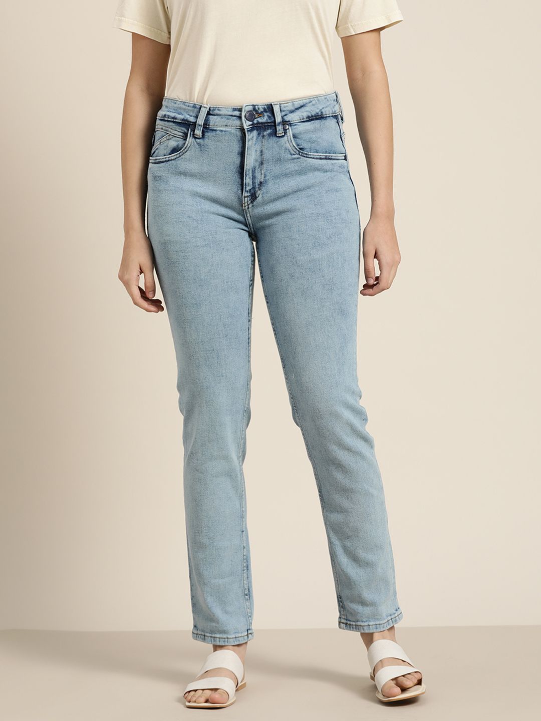 ether Women Blue Tapered Fit Stretchable Jeans Price in India