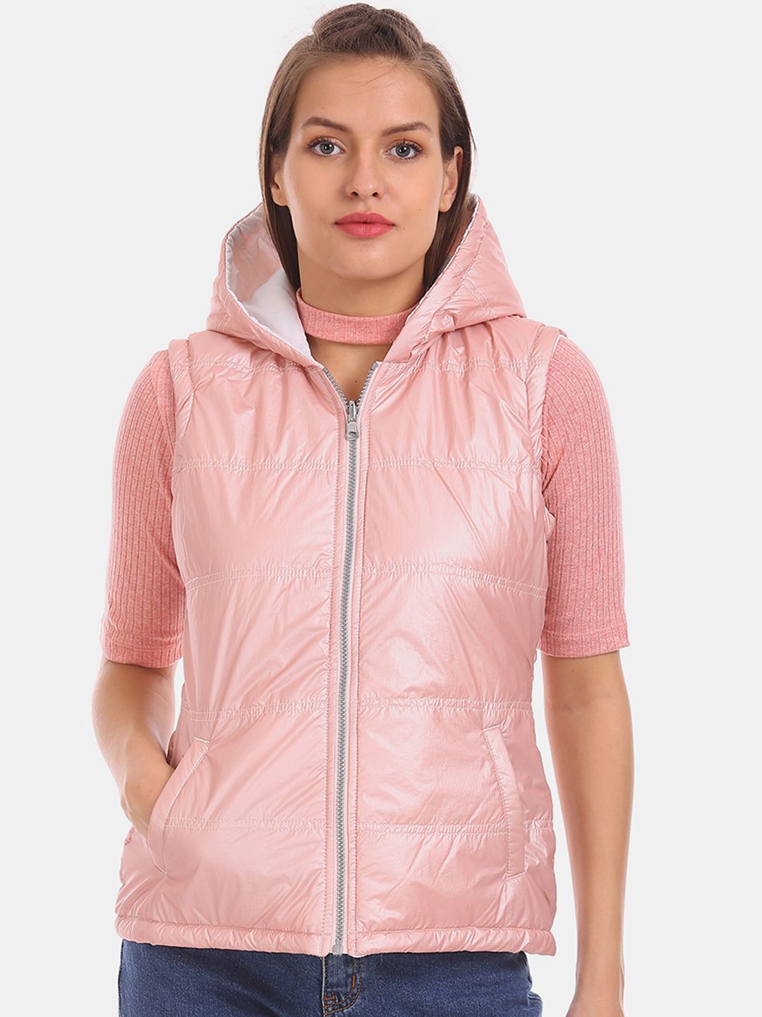 Cherokee Women Pink Reversible Padded Jacket Price in India