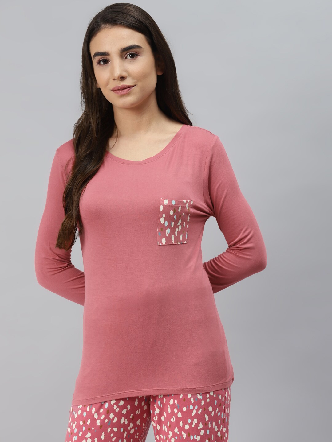 Marks & Spencer Women Pink Solid Lounge T-shirt Price in India