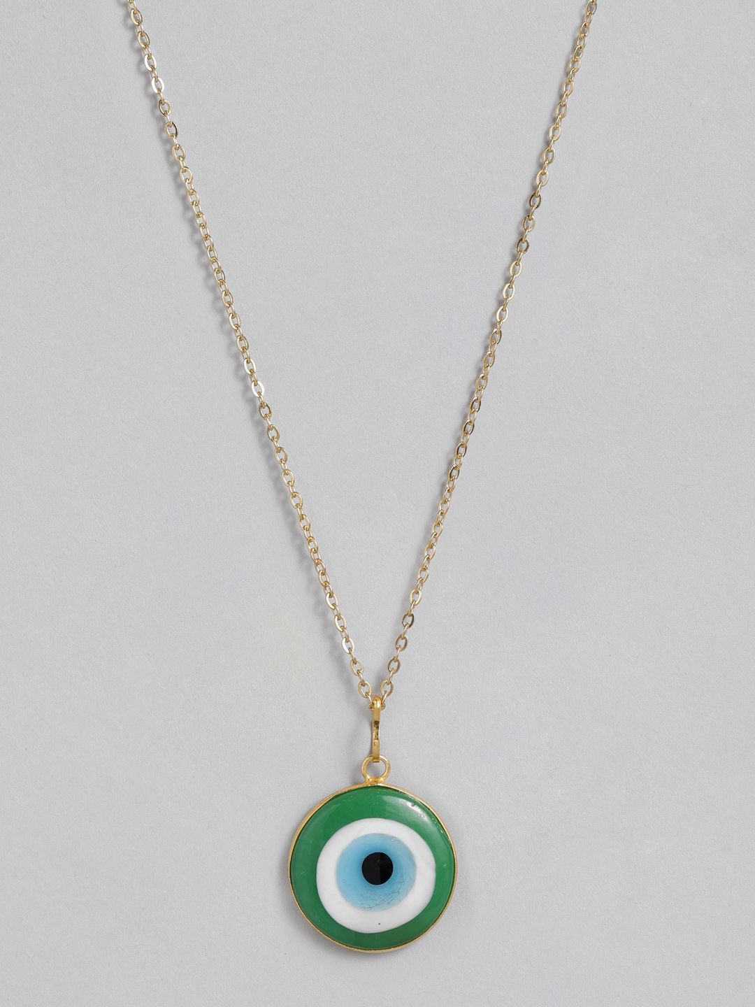 EL REGALO Green & Gold-Toned Evil Eye Bohemian Link Necklace Price in India