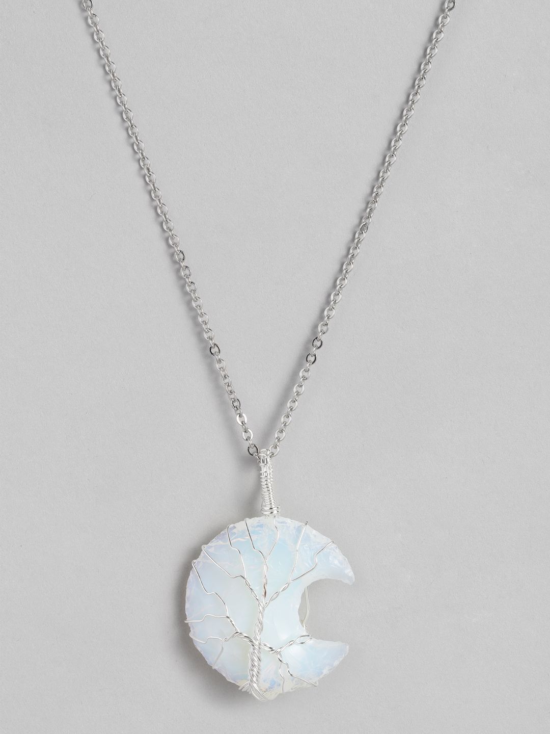 EL REGALO White Tree of Life Moon Shaped Handcrafted Link Necklace Price in India