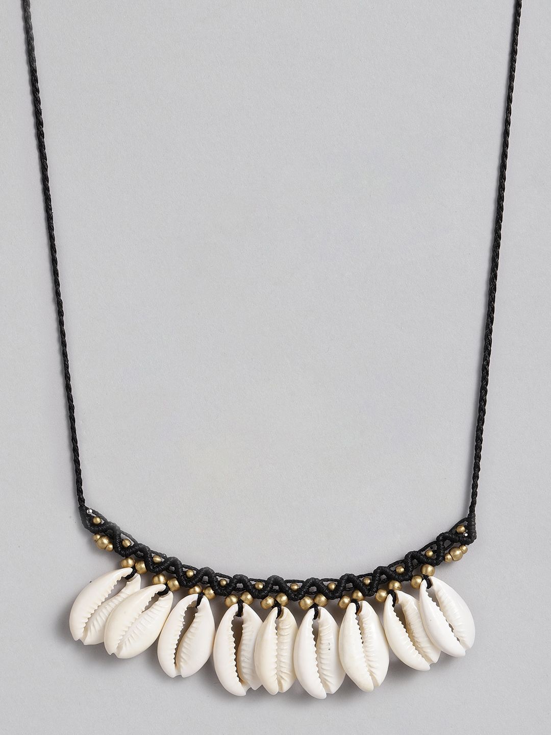 EL REGALO Black & Beige Big Cawrie Bohemian Necklace Price in India