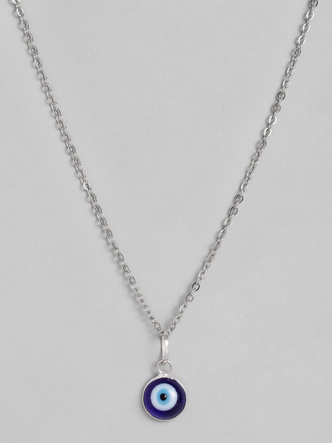 EL REGALO Blue & Silver-Toned  Evil Eye Bohemian Necklace Price in India