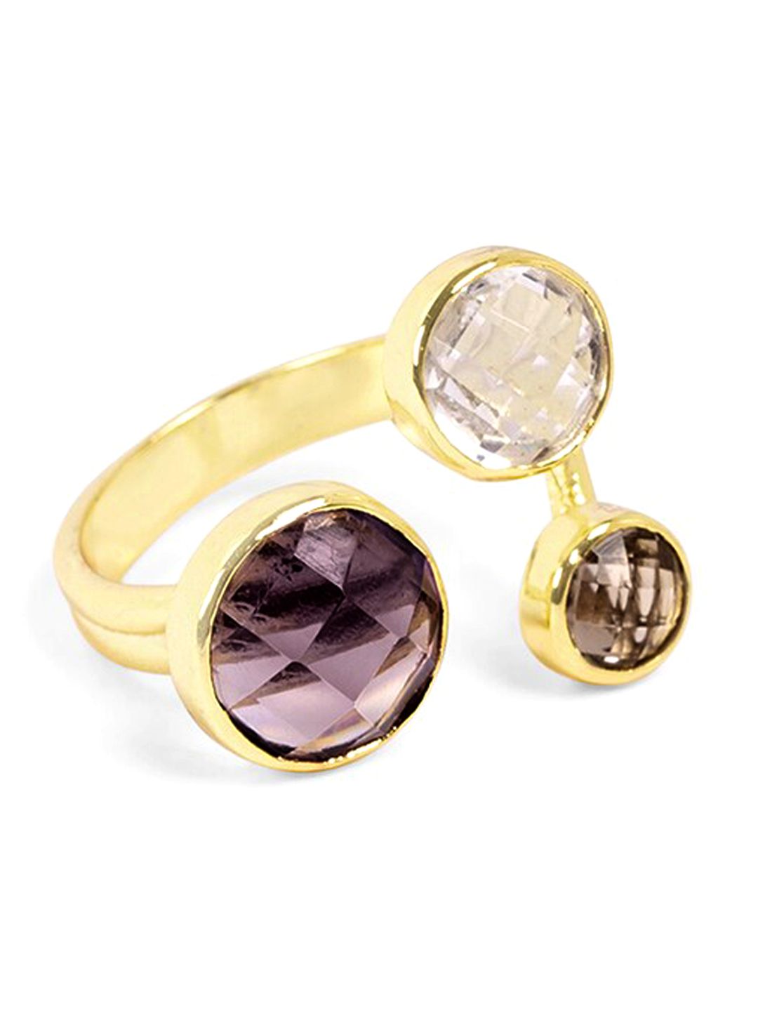 Mikoto by FableStreet Gold-Plated White & Purple Quartz-Studded Finger Ring Price in India