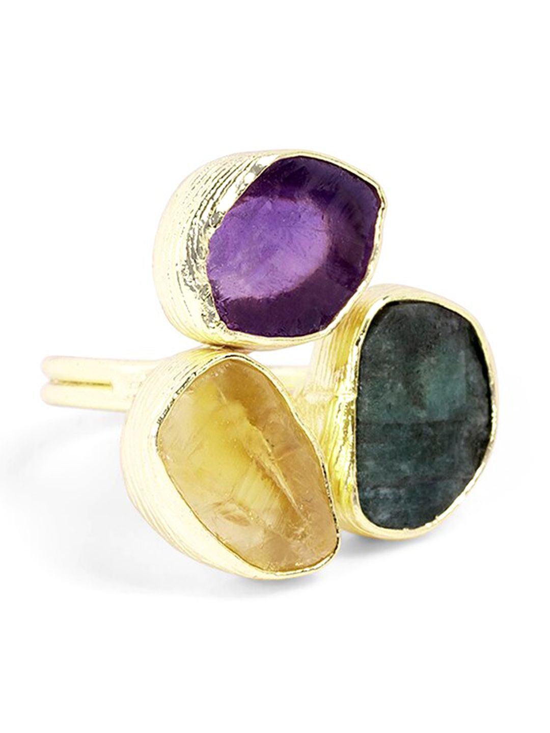 Mikoto by FableStreet Gold-Plated & Purple Crystal Stone Studded Finger Ring Price in India