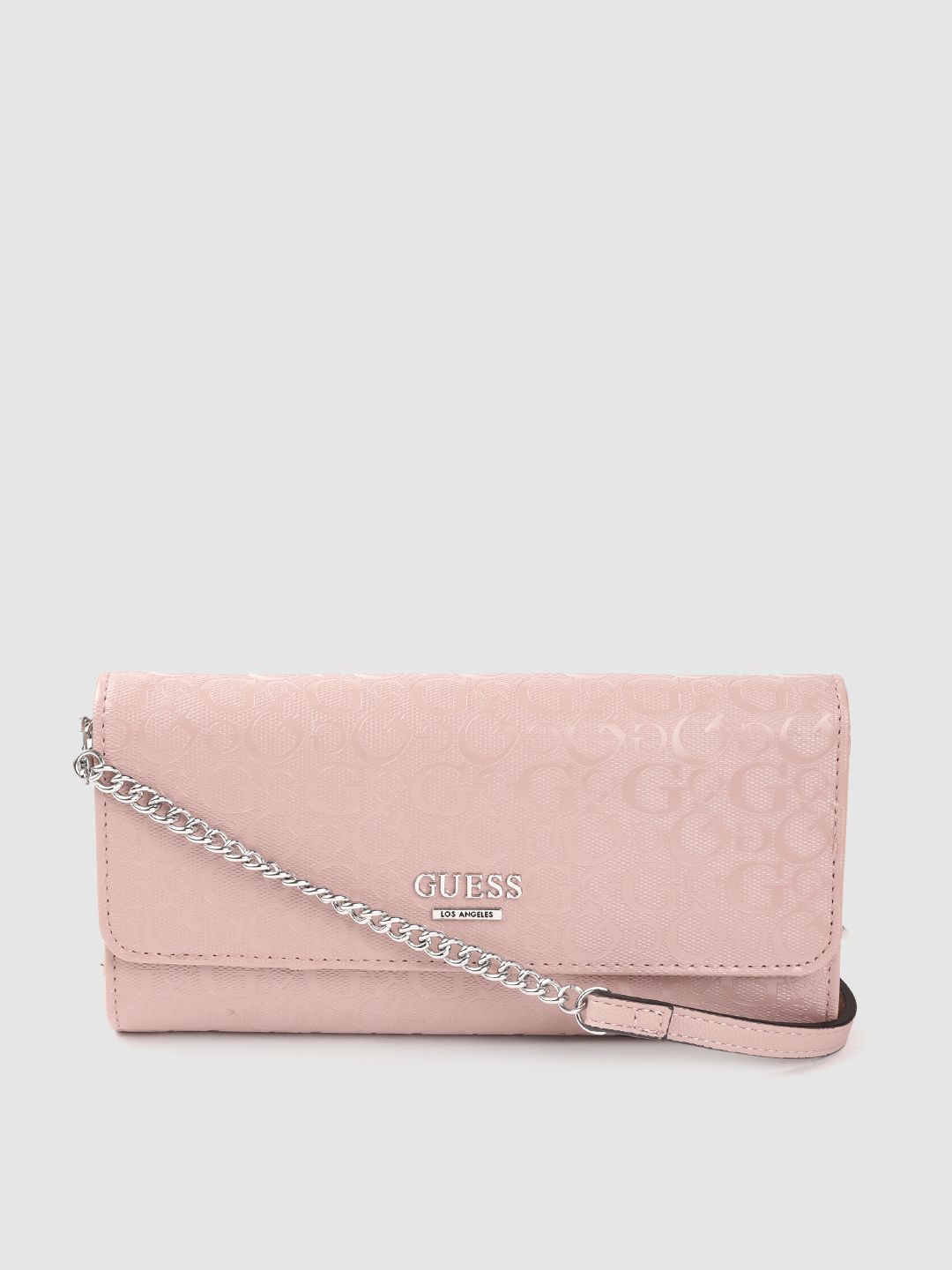 GUESS Women Mauve Brand Logo Print Three Fold Wallet Price in India