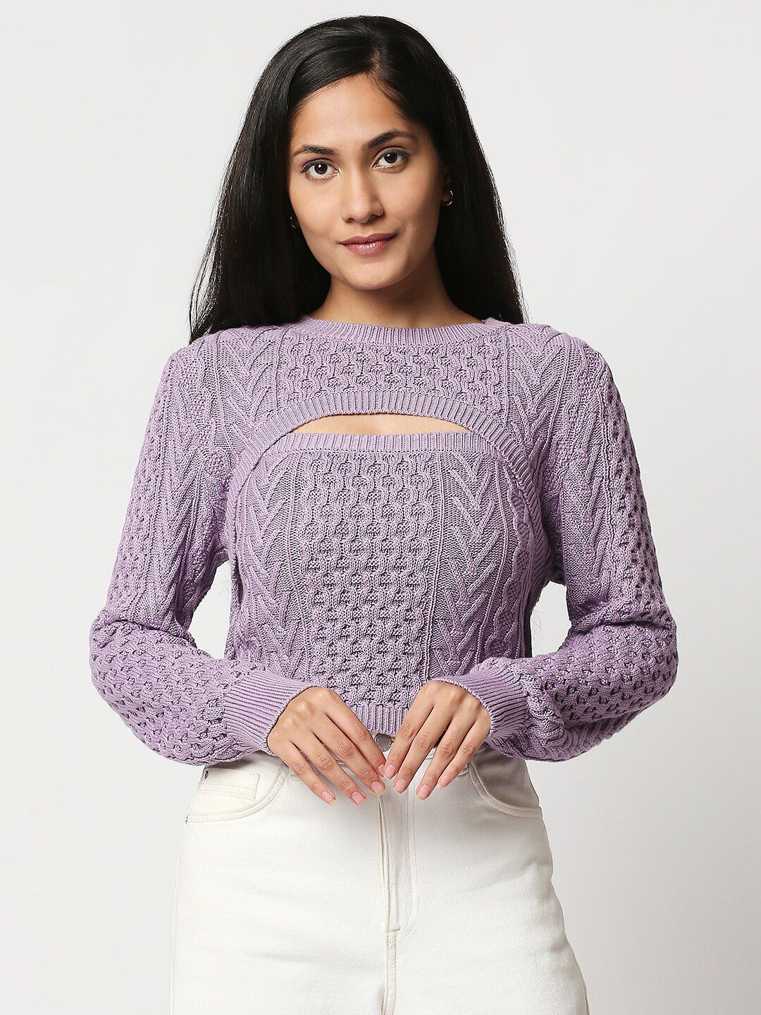 20Dresses Purple Self Design Pure Cotton Top Price in India