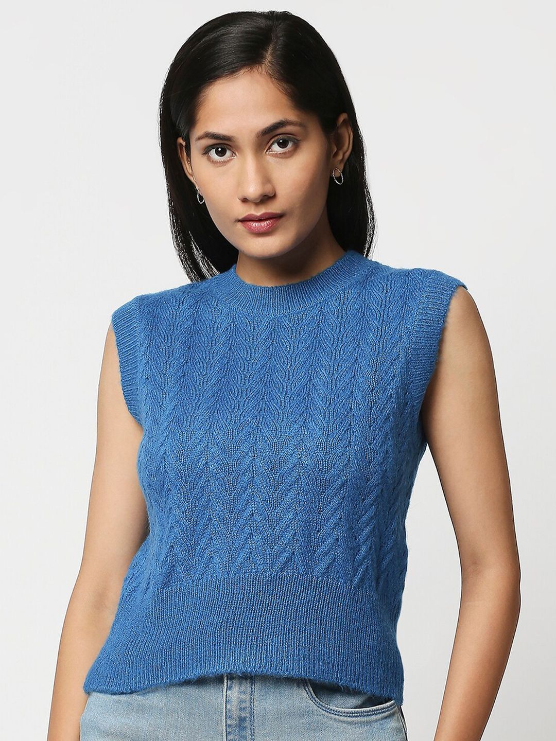20Dresses Women Blue Crop Sweater Vest Price in India