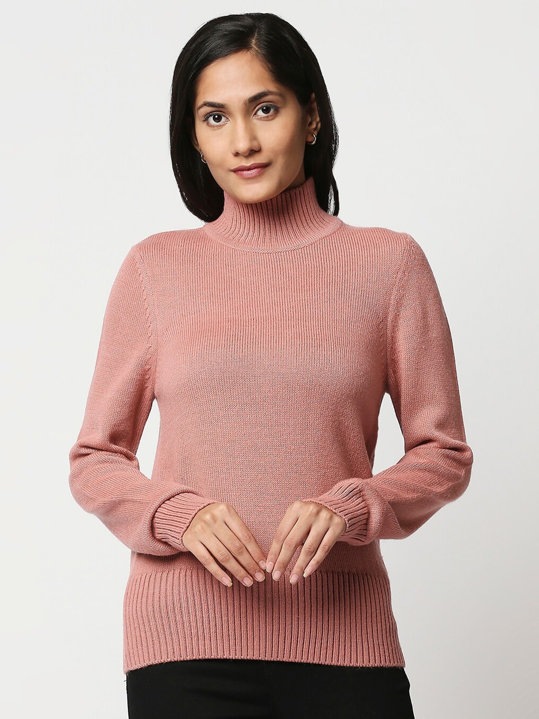 20Dresses Women Pink Ribbed Pullover Sweater Price in India