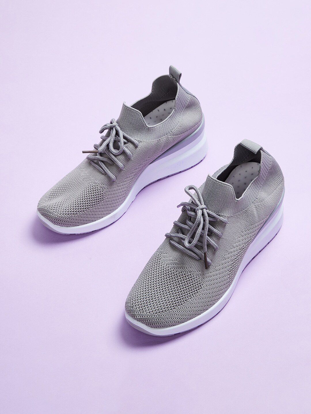 Ginger by Lifestyle Women Grey Woven Design Sneakers Price in India