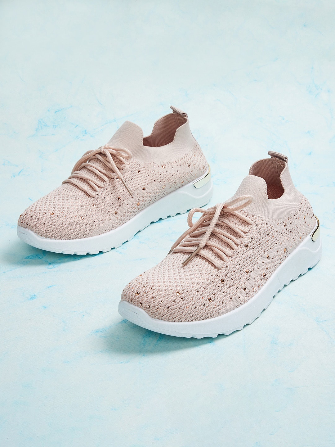 Ginger by Lifestyle Women Pink Woven Design Sneakers Price in India