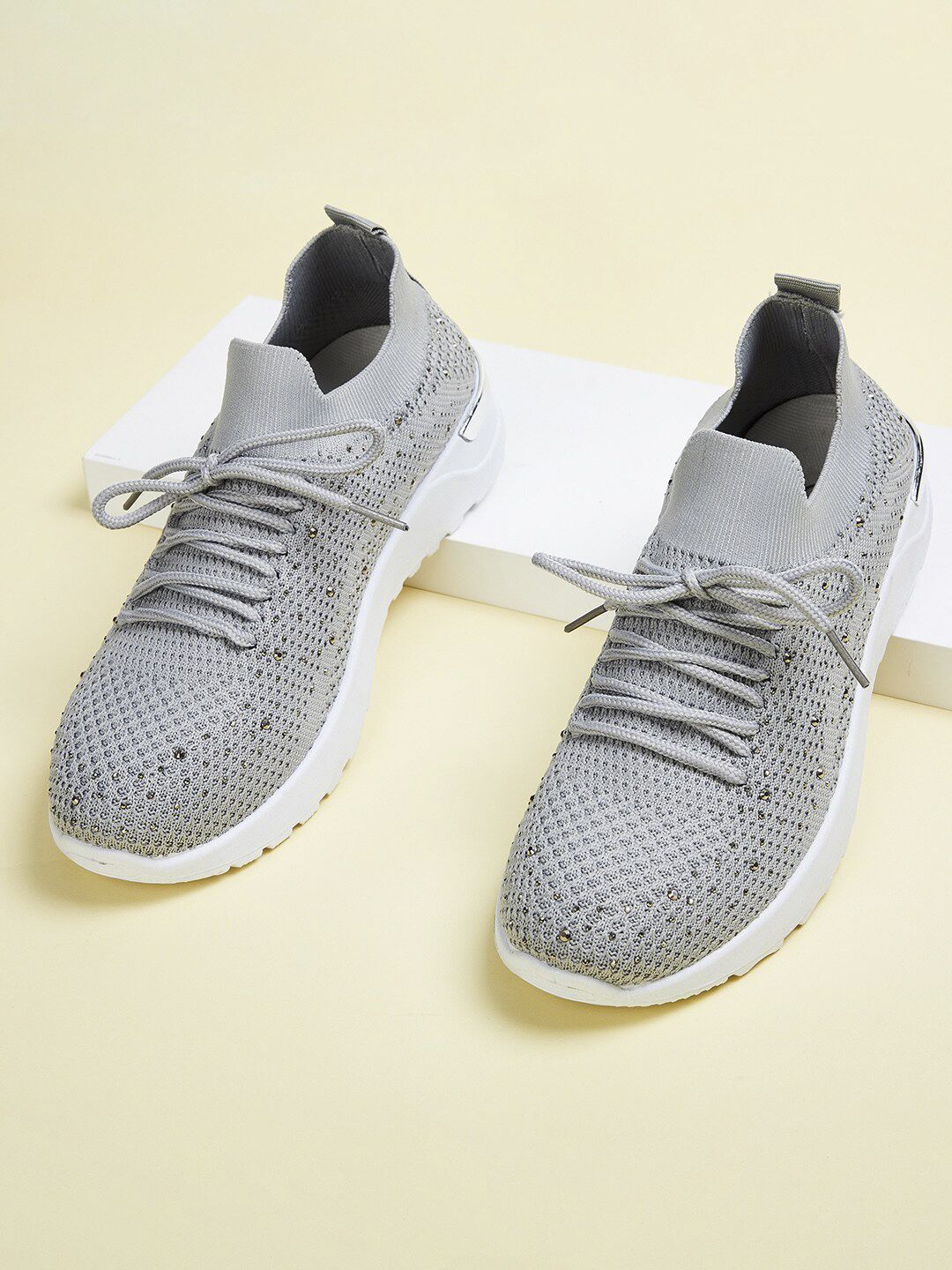 Ginger by Lifestyle Women Grey Woven Design Sneakers Price in India