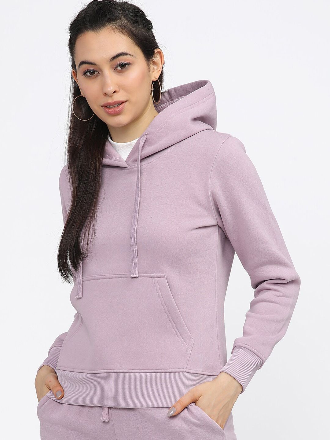 Tokyo Talkies Women Purple Solid Hooded Sweatshirt Price in India